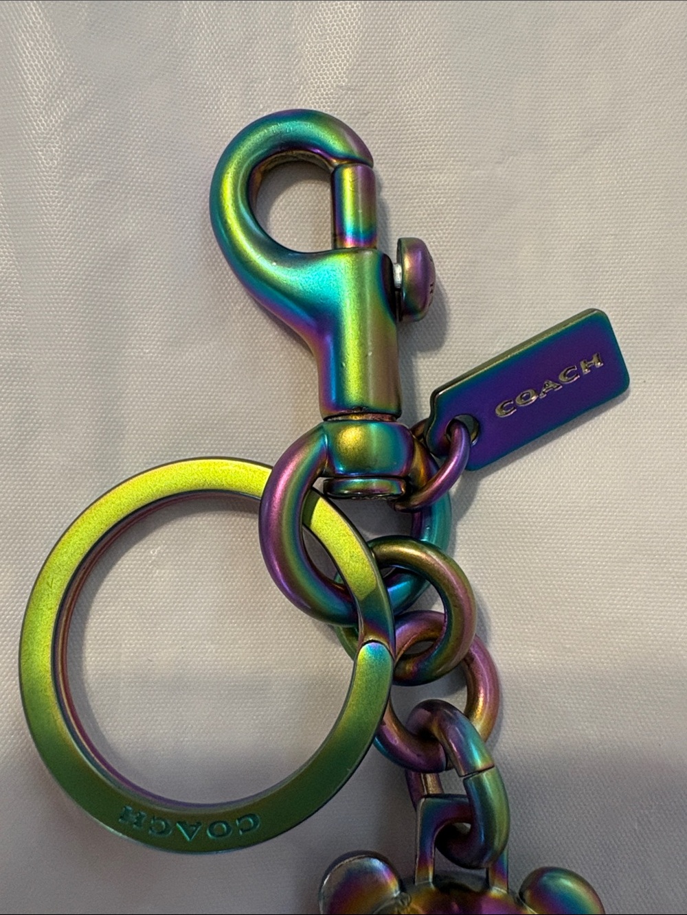 LIKE NEW Coach Hologram/Oil Slick Bear Keychain - Picture 3 of 7